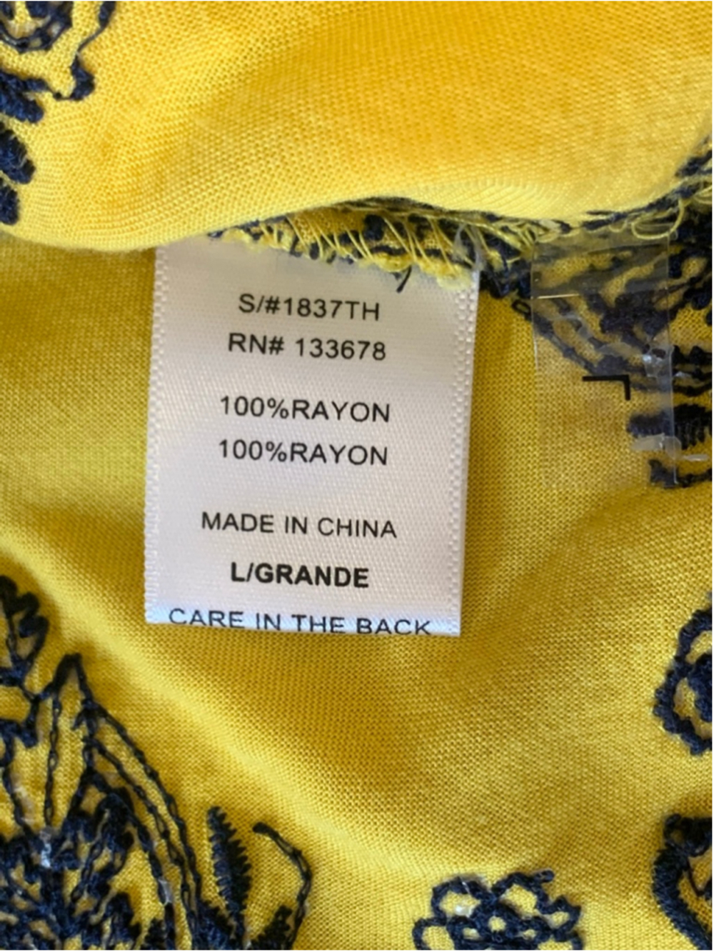 Love Tree Top Large yellow Blue Embroidered Trim - Picture 5 of 7